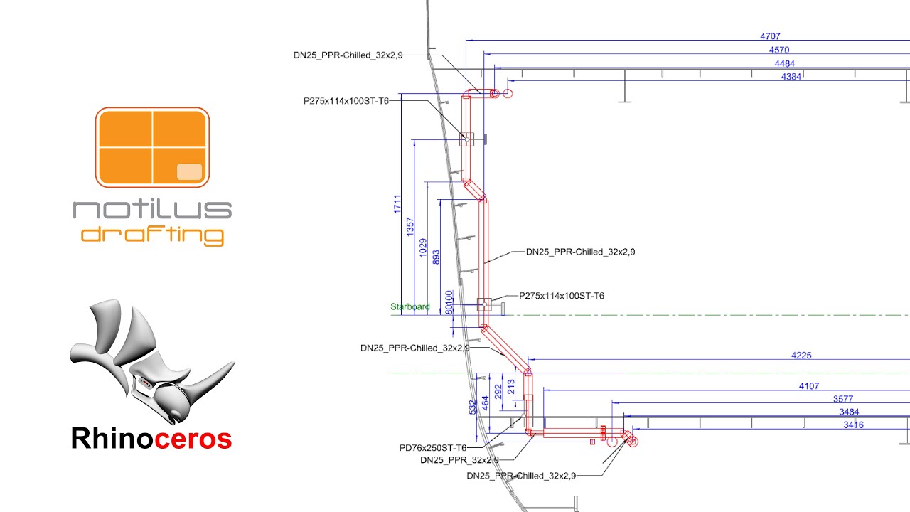 3D Piping Drawings with NotilusDrafting Plugin Rhinoceros