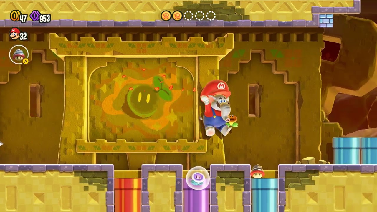 Super Mario Bros. Wonder Item Park + Floating High Jump II + Where the Rrrumbas Rule World 6