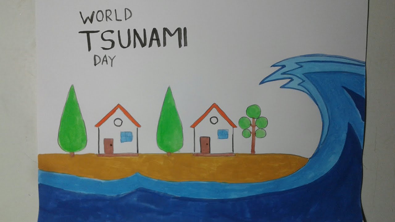 World Tsunami Day Poster | Drawing On Tsunami Day | How To Draw Tsunami