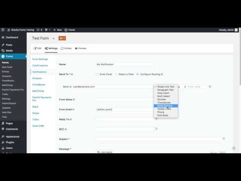 Configuring Email Routing in Gravity Forms Notifications
