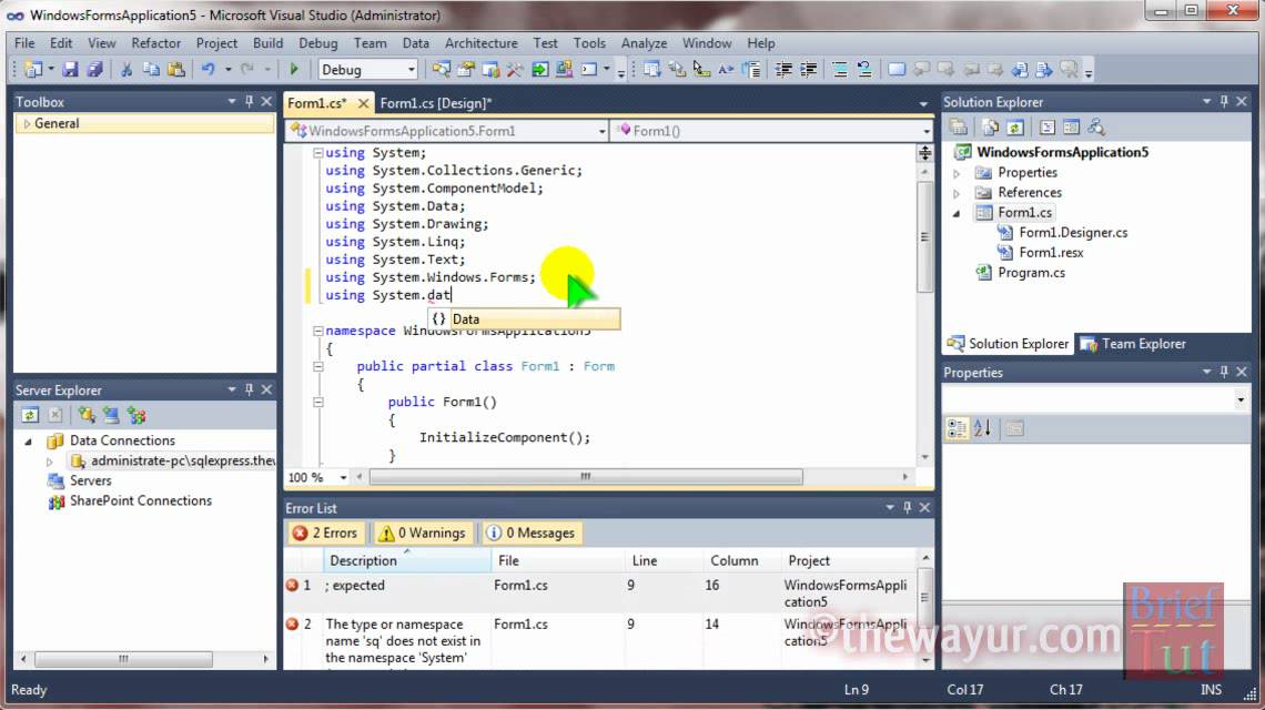SQL express connection with visual studio c# or VB simple method - YouTube
