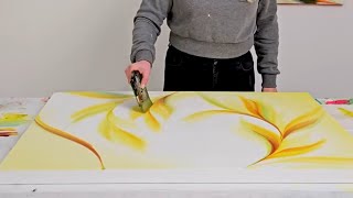 Autumn in a Swirl: Abstract Acrylic Painting Demo 🍂 Crafting Vibrant Yellows (Art Tutorial)