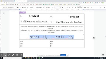 2.6 Day 2: NaBr + Cl2 →  NaCl + Br2