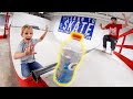 Father Son BOTTLE FLIP NINJA OBSTACLE COURSE TIME!