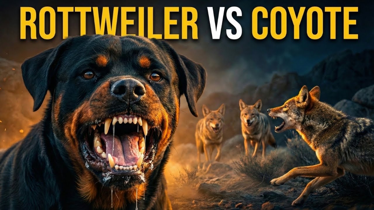 Rottweiler Vs 3 Coyote La Difesa Brutale Del Guardiano Nero - YouTube