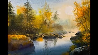 Watercolor painting tutorial - Calm Lake