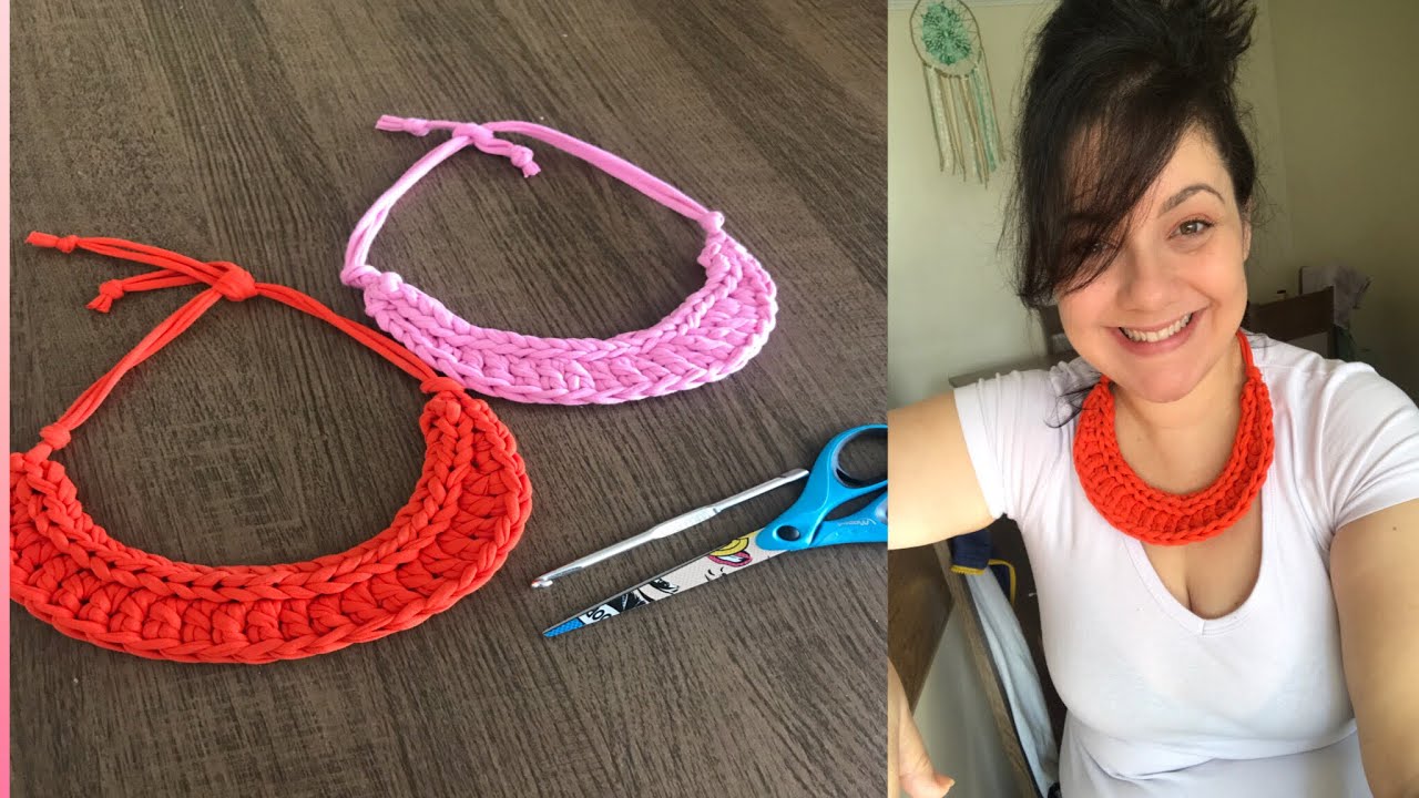 colar de fio de malha lindo e fácil de fazer