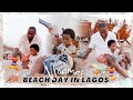 Vlogmas Day 6: BEACH DAY WITH MY FAMILY IN LAGOS | Baby Carson&#39;s First Time At The Beach