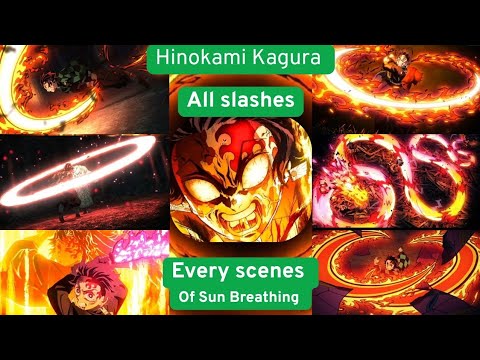 All 13 Sun Breathing Techniques by Tanjiro Demon Slayer Slashes Compilation Hinokami Kagura
