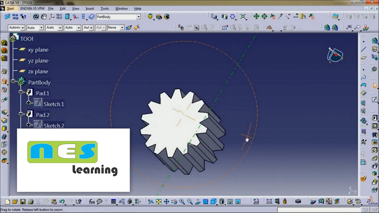 CATIA V5/V6 tutorial Lesson 02 (Gear Design Basic) YouTube
