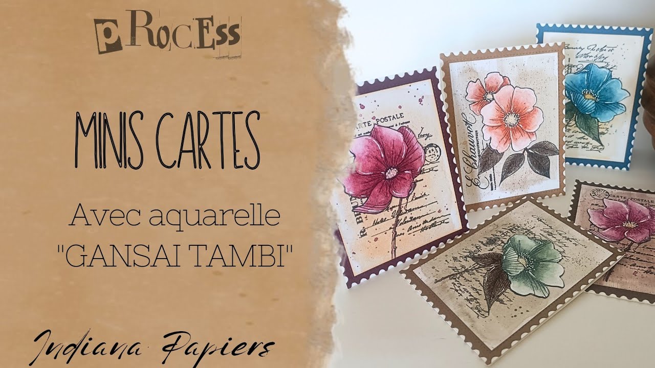 PROCESS MINIS CARTES aquarelle Gansai Tambi