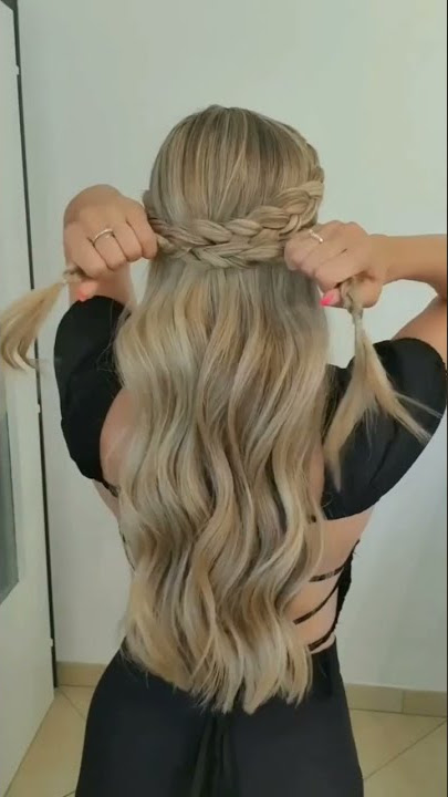 Easy Braided Ponytail Hairstyle!! #shorts #youtubeshorts #hairstyle #hair #braids #hairstyles