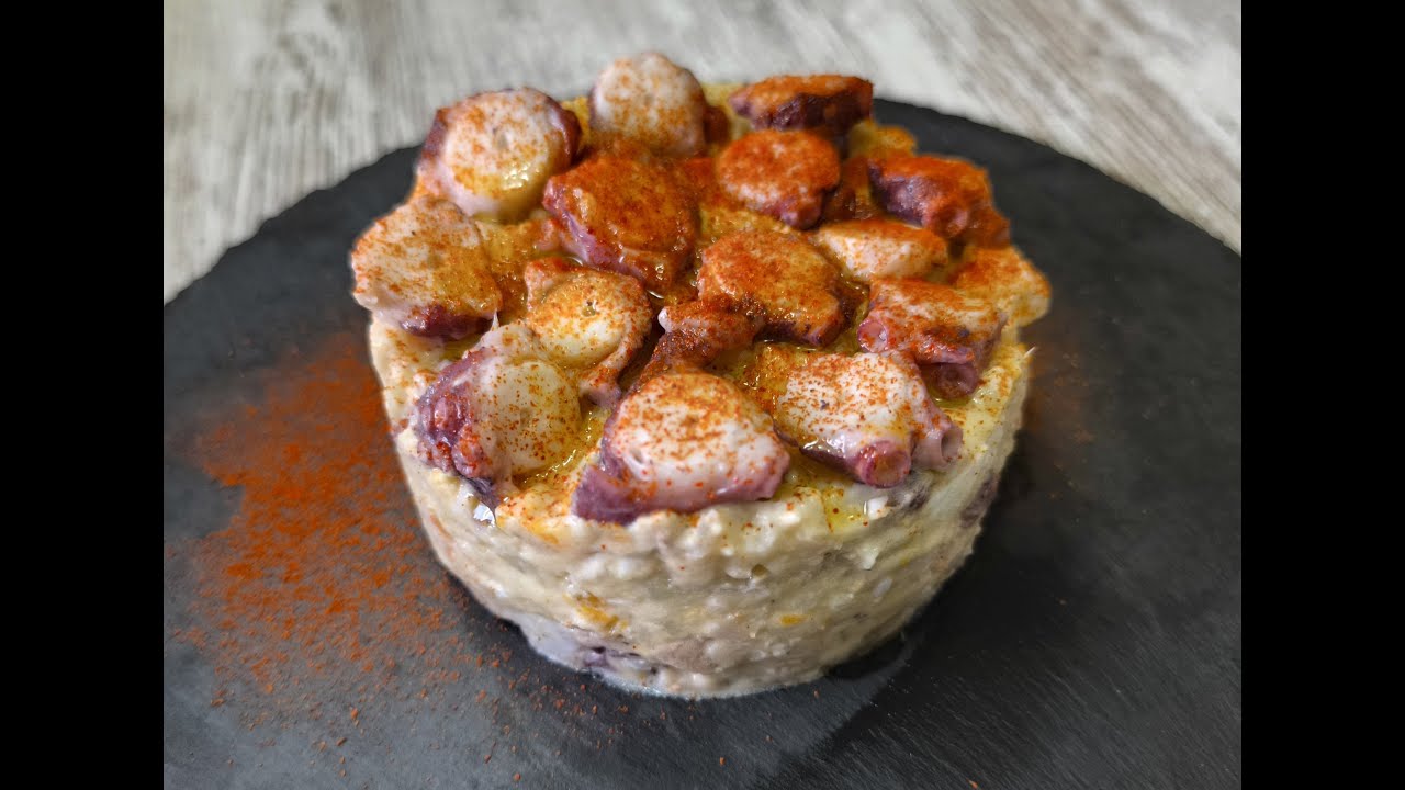 Ensaladilla de PULPO con GAMBAS al ajillo... una receta espectacular.