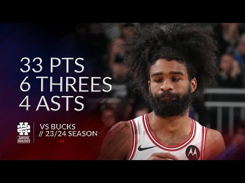 Coby White 33 pts 6 threes 4 asts vs Bucks 23/24 season