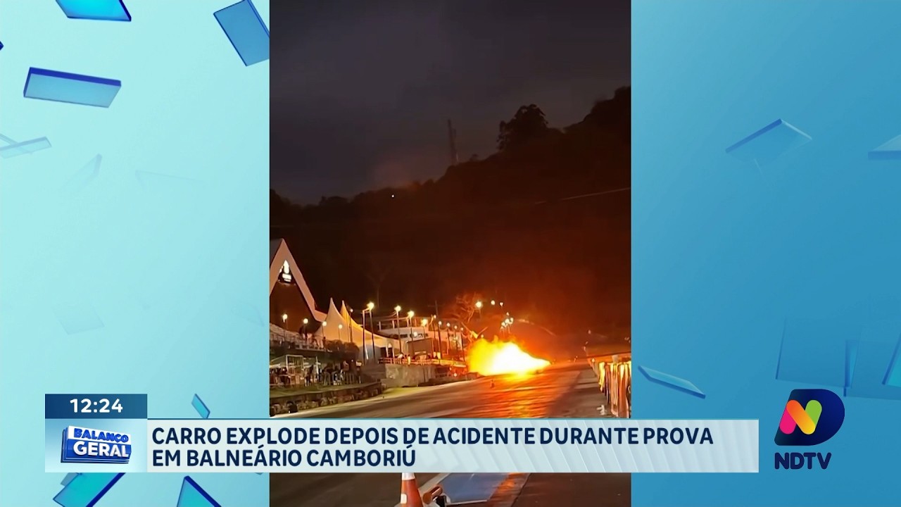Carro explode após acidente durante prova em Balneário Camboriú