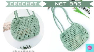 CROCHET NET BAG | PUFF STITCH | Hướng dẫn móc túi lưới hoạ tiết Puff| ChâuCrochet #72