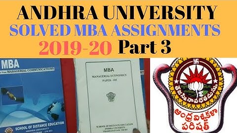 Solved MBA assignments of Andhra University in 2020 (Part 3).Assignment for MBA by RUPA