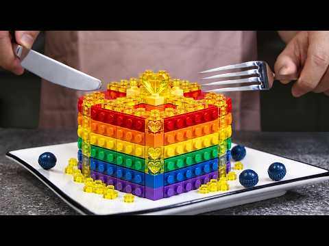 Lego Rainbow Cake: Stop Motion Cooking ASMR