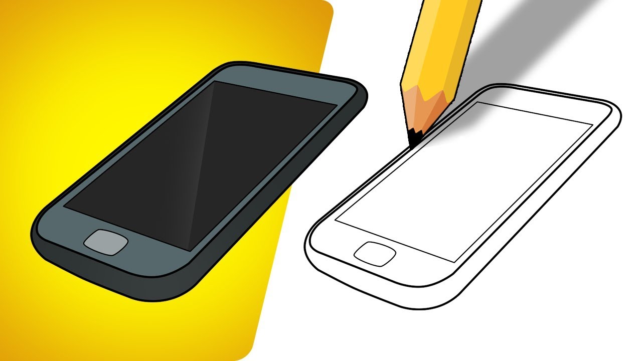 How to draw mobile phone, for beginners; draw for kids, Color for children,  drawing step by step - YouTube