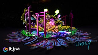 Tilt Brush Art - Underwater Temple by Whole9 [Mixed Reality Video]