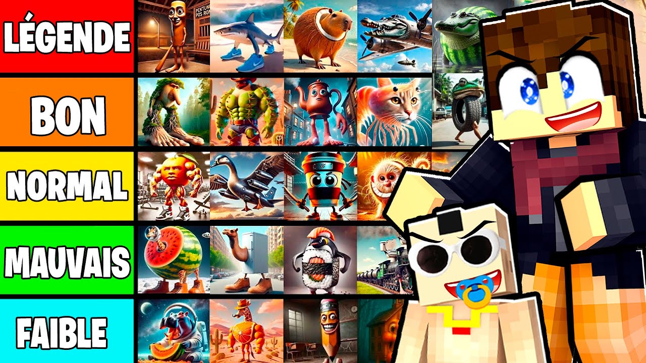 Je fais le CLASSEMENT des meilleurs BRAINROTS sur Minecraft !