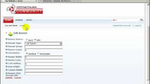 DotNetNuke Tutorial, How to setup banner advertising, 2/3 - Video #72