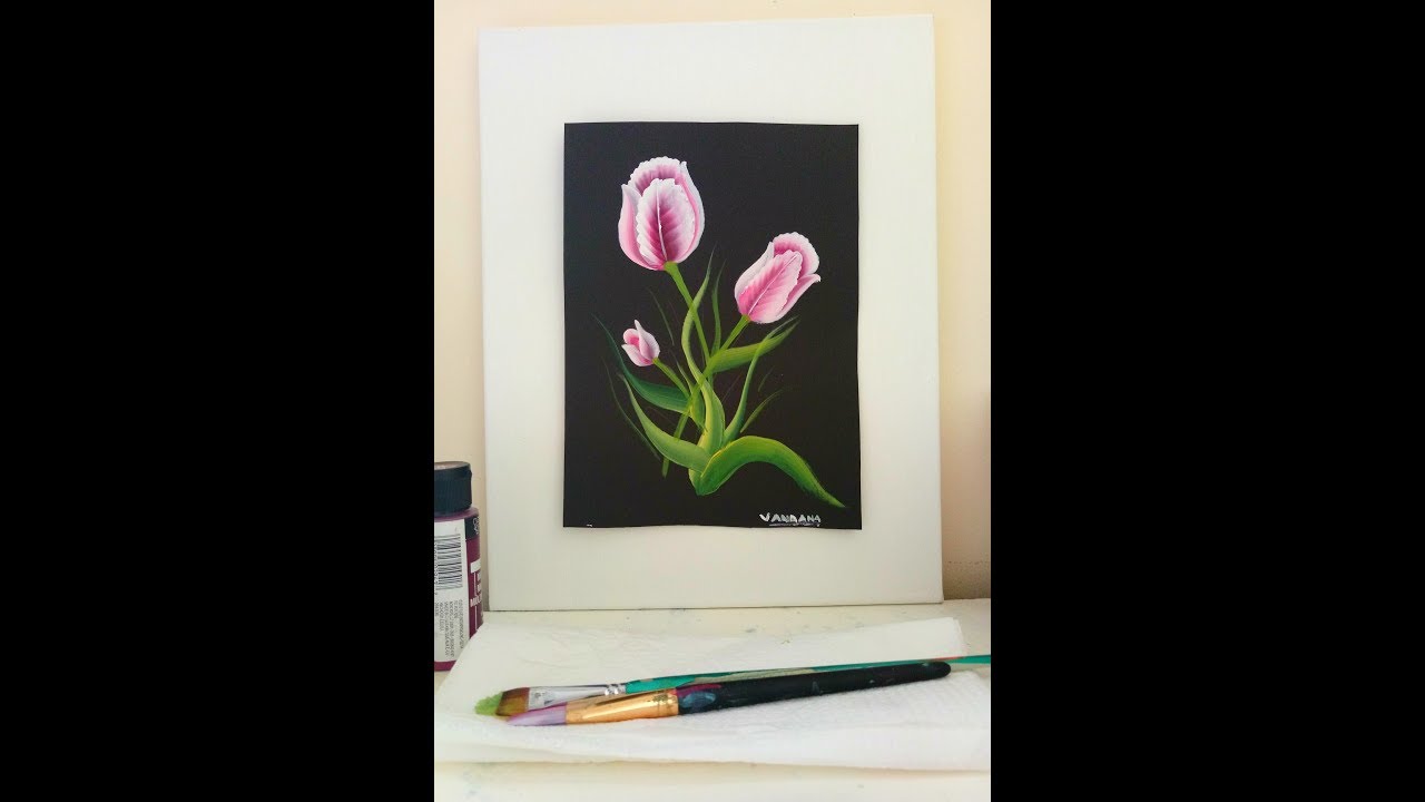 How to paint TulipOne stroke paintingVandana Ajai YouTube