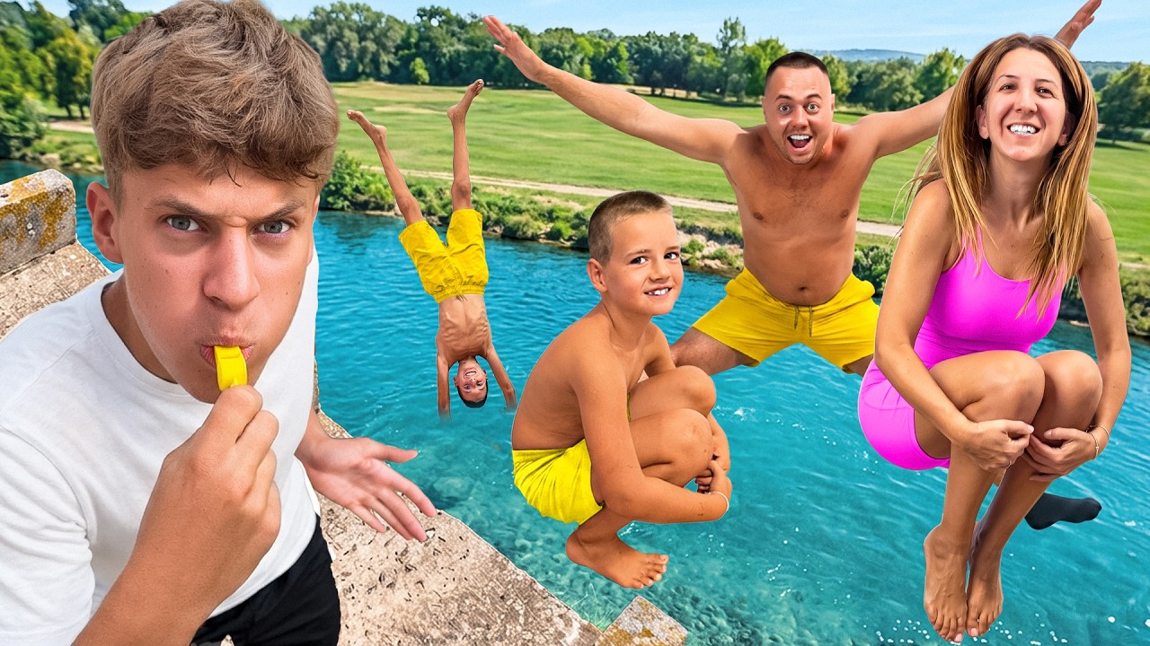 UČIM JOCU I VIKICU SKOKOVE U VODU!
