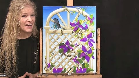 How to Draw & Paint FLOWER, VINES and BUTTERFLY with Acrylics - Paint & Sip at Home - Painting Video