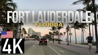 Road Tour – Evening Drive in Fort Lauderdale, Florida -  Downtown Fort Lauderdale and Beach Blvd