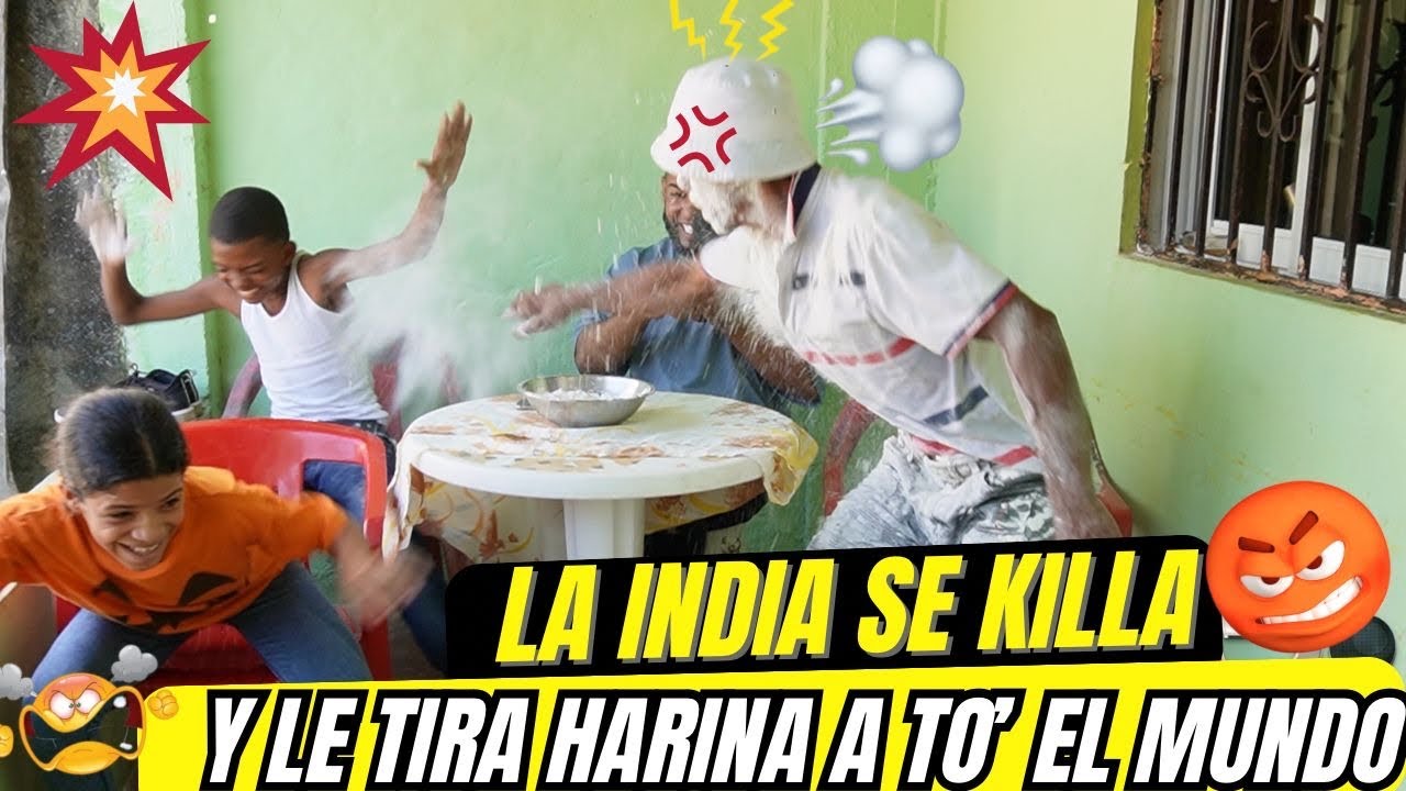 LA INDIA ENOJADO LE TIRA HARINA A TODO EL MUNDO