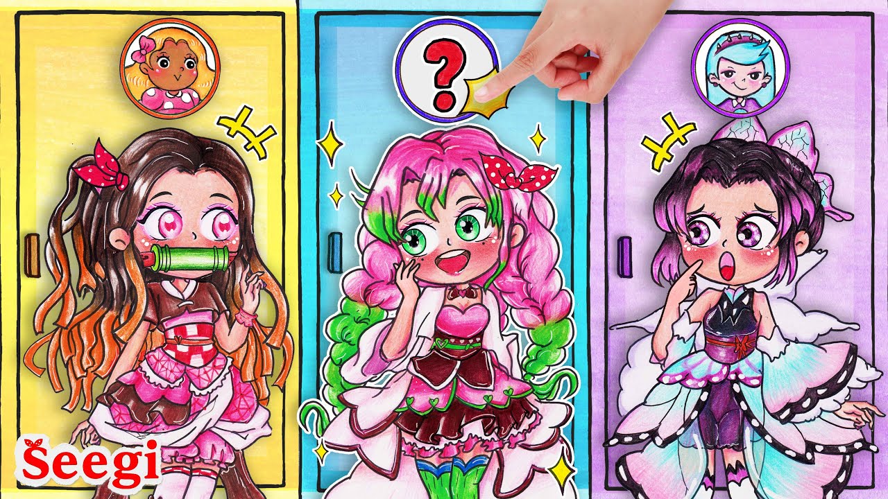 [🚪Paper DIY] Open Demon Slayer Door - Transformation + Outfits 🎊 | Seegi Stop Motion Paper - ASMR