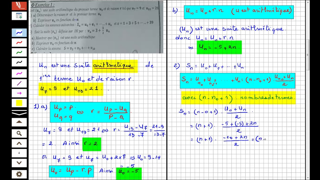 Exercice Suite Arithmétique S1 2ieme Science