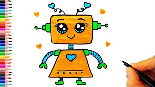 Sevimli Robot Çizimi ? Robot Resmi Nasıl Çizilir?  Kolay Robot Çizimi - How To Draw a Cartoon Robot