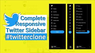 Complete Responsive Twitter Sidebar with HTML CSS JavaScript 2021