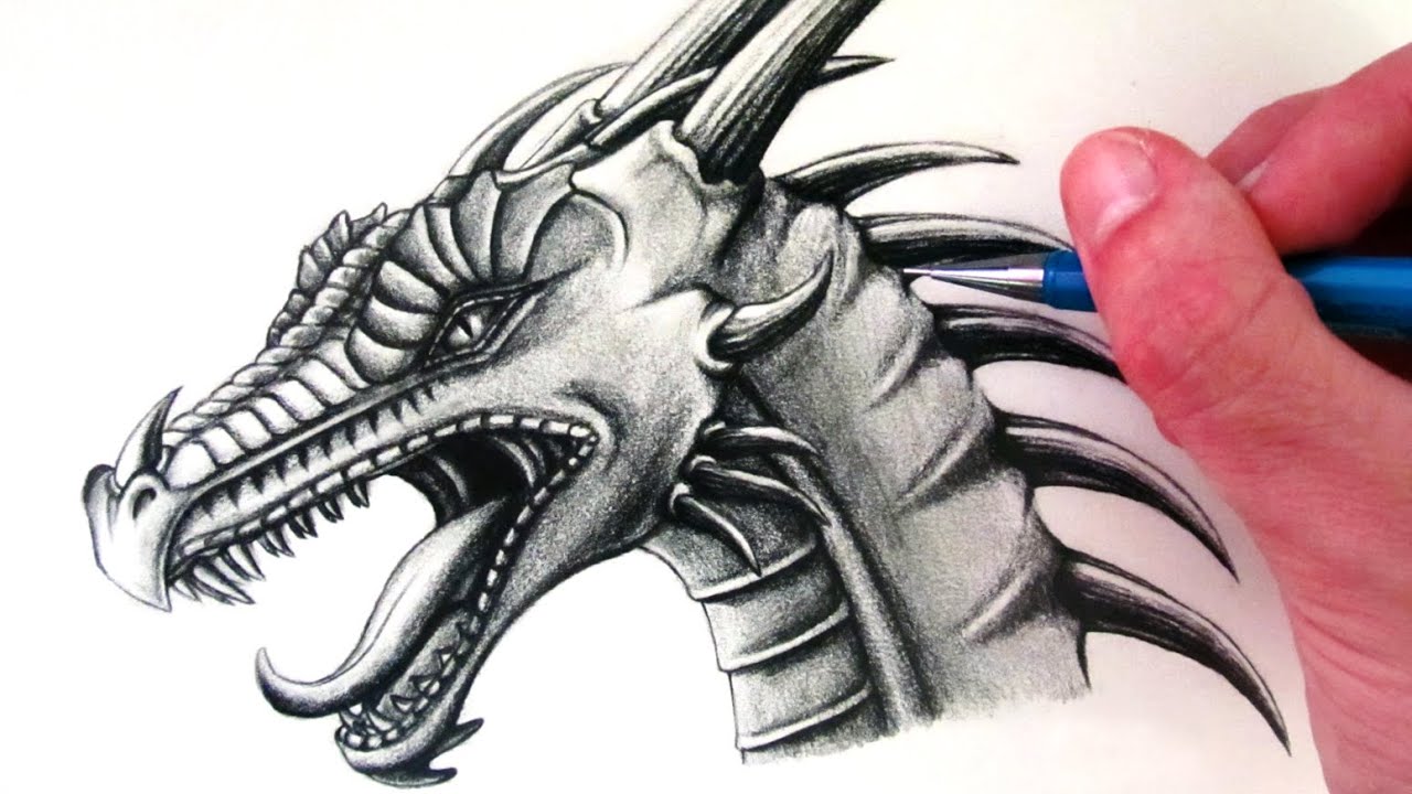 How to Draw  a Dragon  Head YouTube