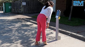 Outside Demonstration Of AI Temperature Reader Face And Mask Recognition Access Control Terminal