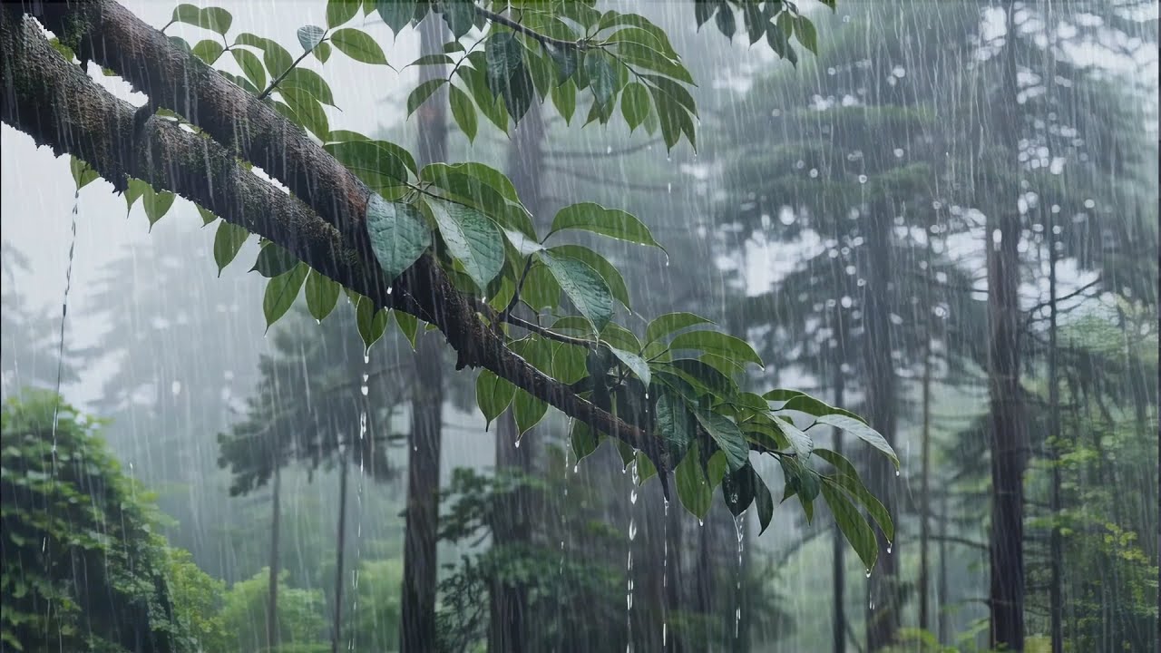 Засни как ребёнок за 3 минуты под звуки ливня в прохладном лесу