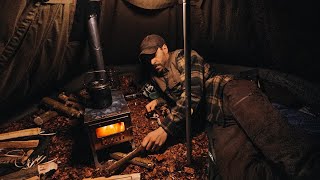 First Night Camping in My Woods: Canvas Tent & Woodstove, Hot Tenting, Winter Camping [EPISODE 2]
