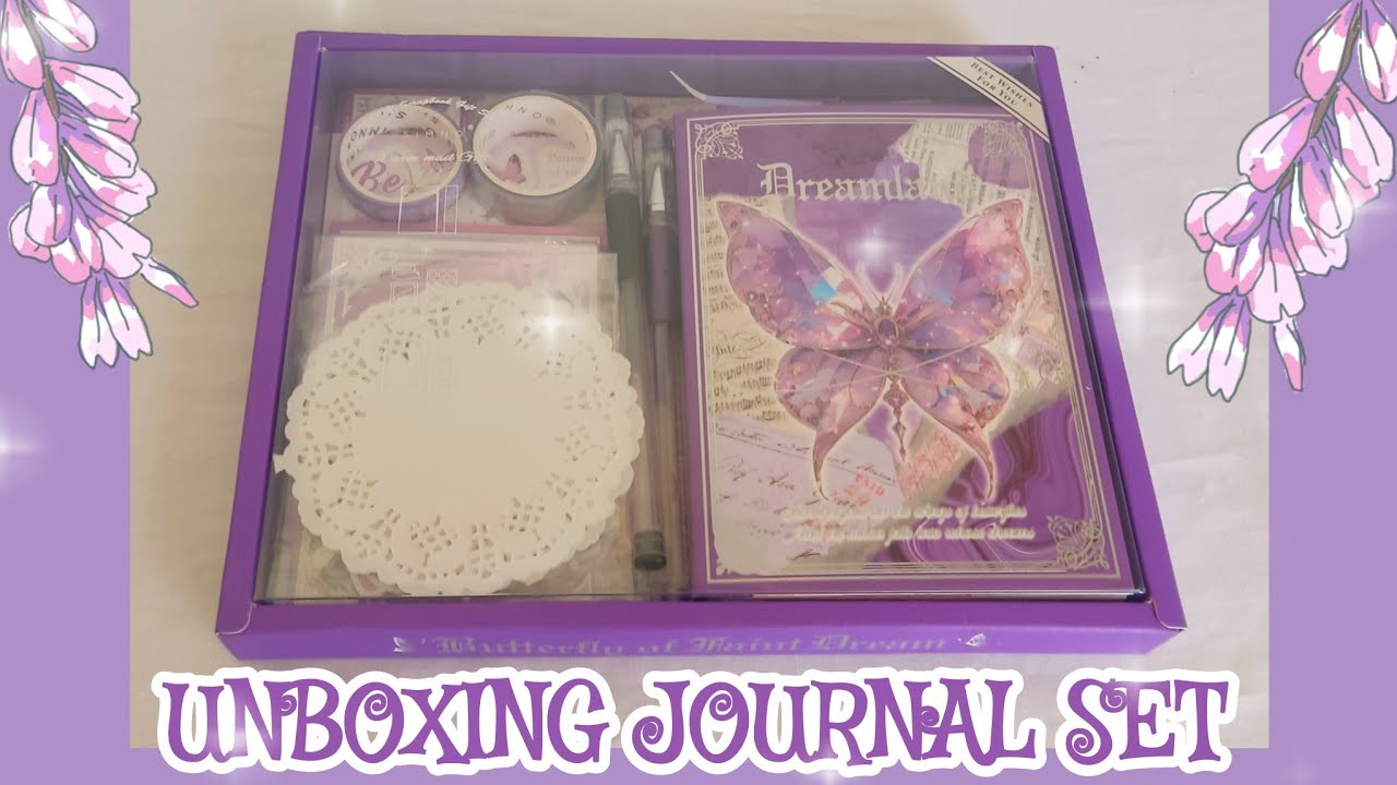 Unboxing Aesthetic Purple Butterfly Theme Journal Set 