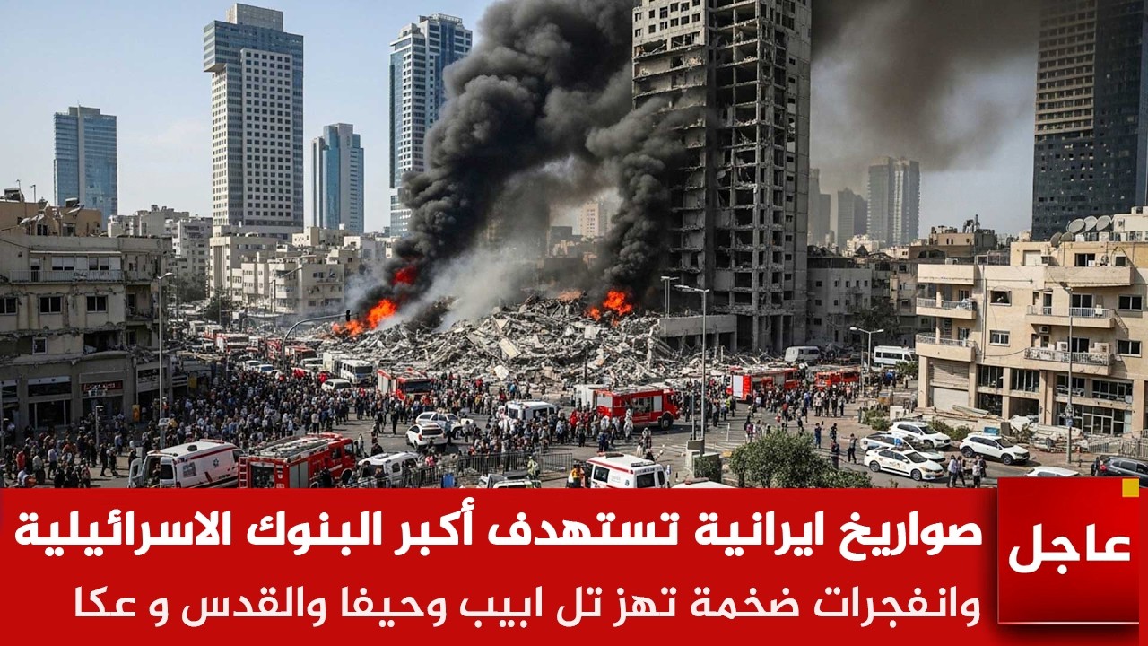 الآن🚨لحظة سقوط صاروخ عنقودي على حي البنوك في تل ابيب وحرق اكبر البنوك الاسرائيلية ..وانهيار الدفاعات