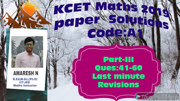 K-CET maths 2019 Solutions fully solved