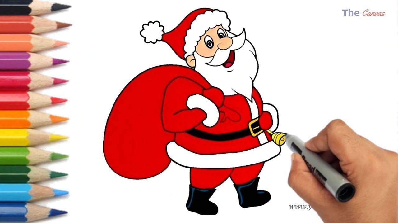 How to draw easy santa claus step by step | kids christmas drawing ...