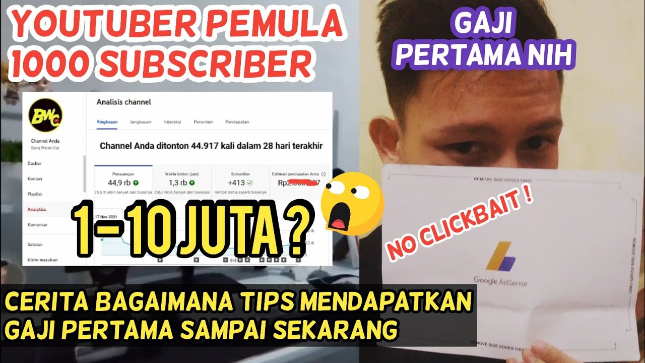 Berapa Gaji Pertama Youtuber Pemula 1000 Subscriber Gajian 10 JUTA