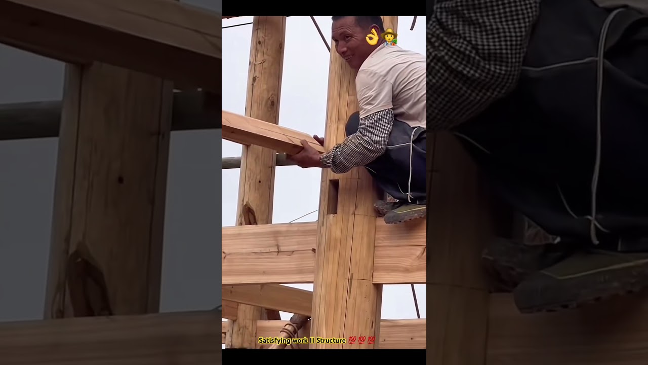 Building a traditional wooden house by hand