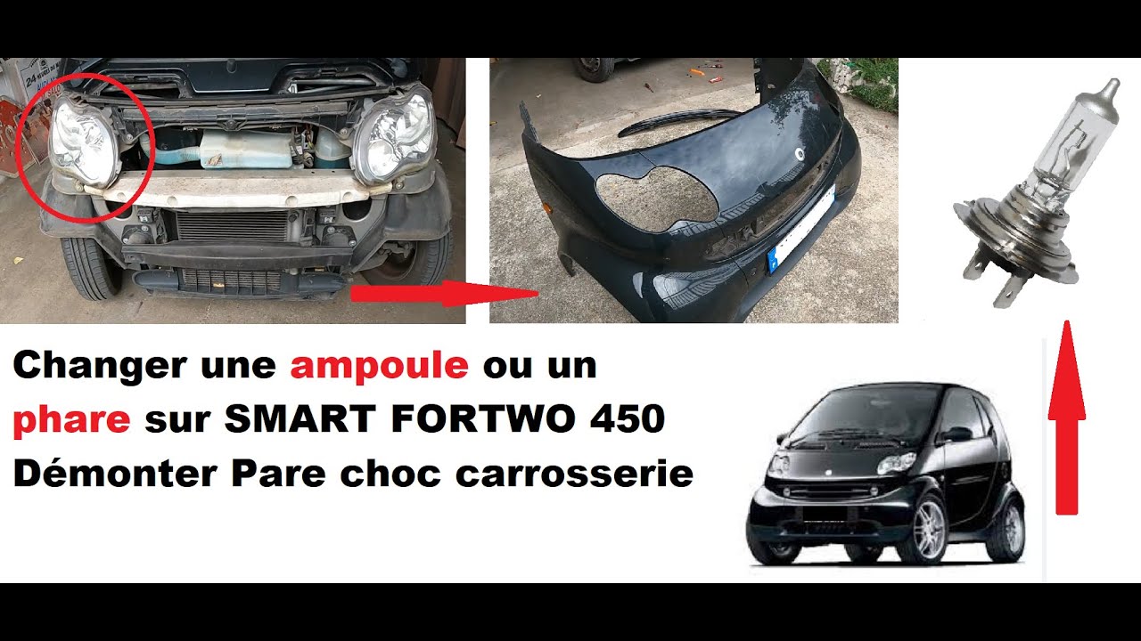 Заменить лампочку или фару SMART FORTWO 450 снять кузовной бампер