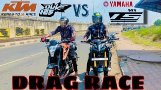 Drag race between 🥵Ktm duke 125 vs yamaha mt 15