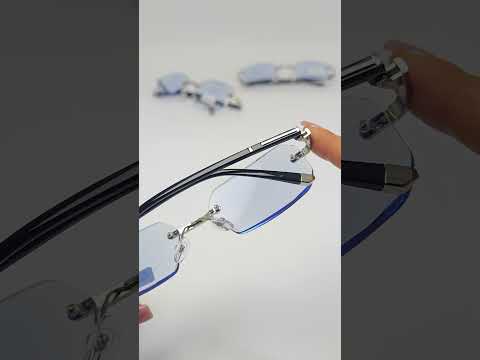 Чоловічі окуляри для зору при далекозорості без оправи з міцними фотохромними лінзами, видео 1