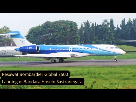 Special!!! Bombardier Global 7500 private jet landing at Husein Sastranegara Airport