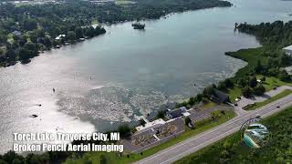 Torch Lake Michigan Crystal Clear Water From Above DJI Air 3 4K